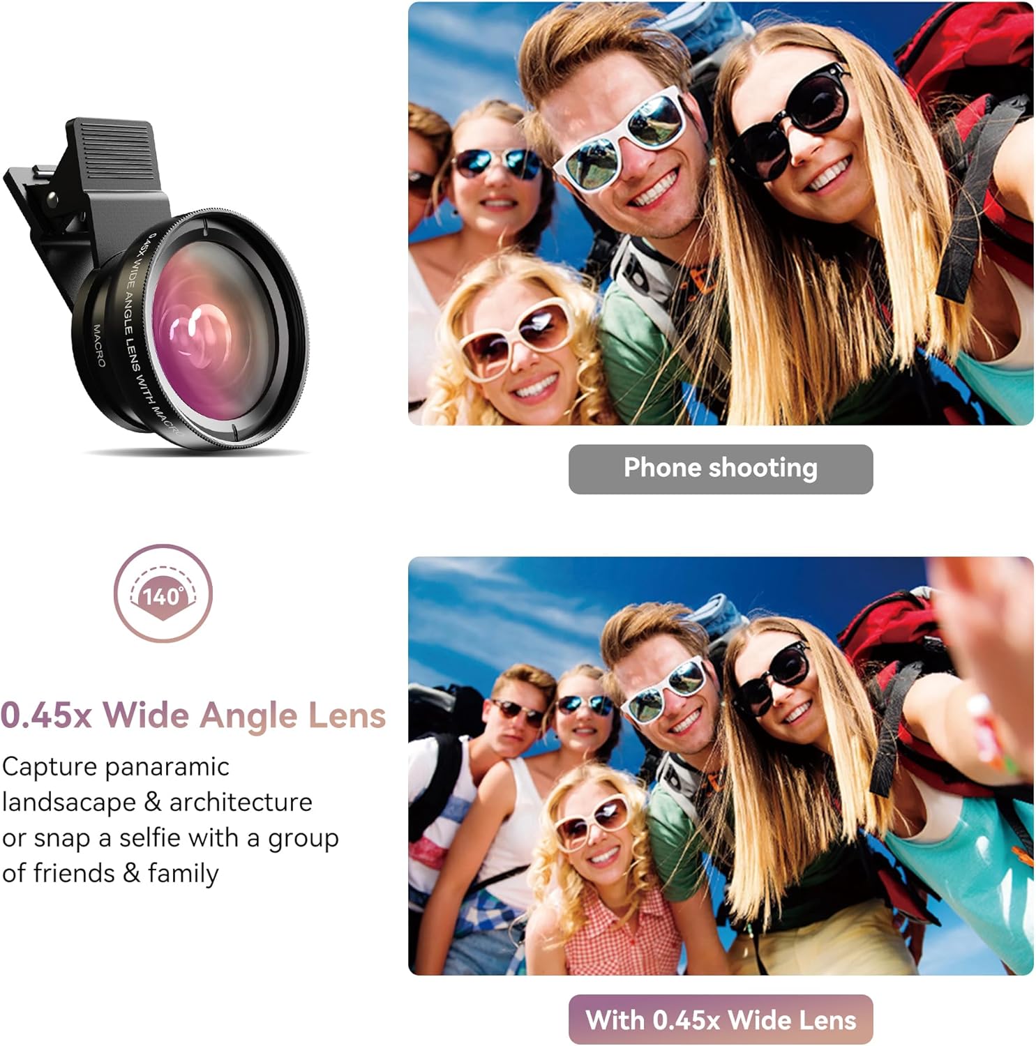 2 in 1 Phone Camera Lens Kit for iPhone and Android, 12.5X Macro Lens and 0.45X Wide Angle Lens Phone Lens Attachment with Travel Bag - Image 3