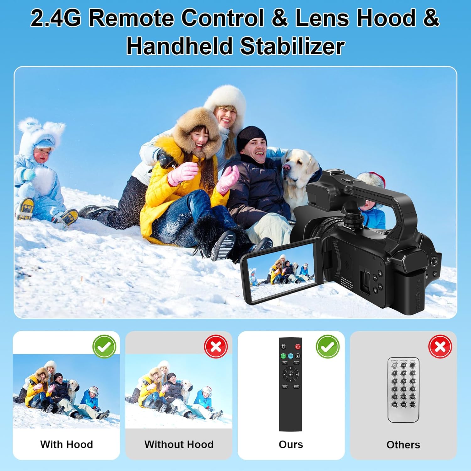 6K 64MP Video Camera Camcorder, 18X Digital Zoom IR Night Vision Vlogging Camera for YouTube, 4.0" Touch Screen Digital Camera with WiFi, Microphone, Remote Controller, Charger, 64G SD Card - Image 5