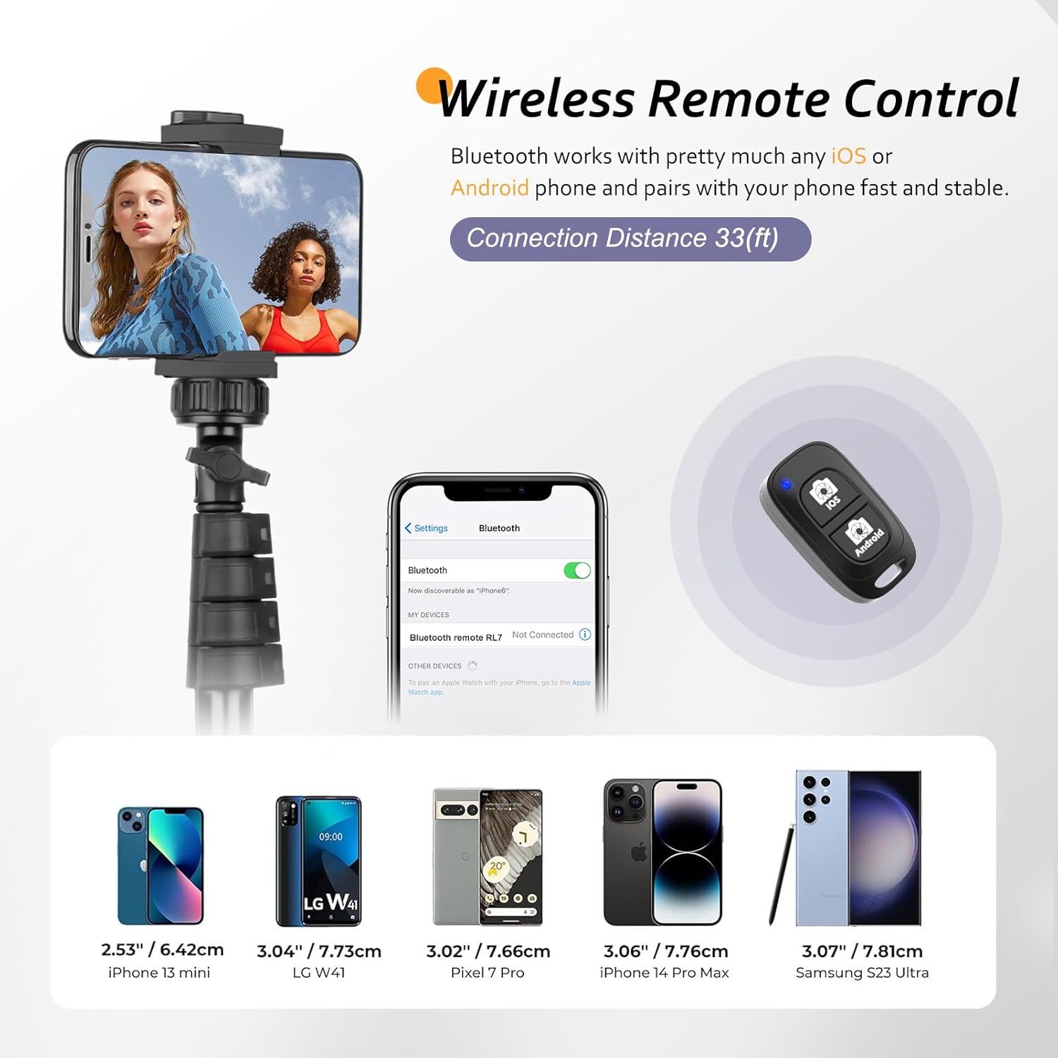 Aureday 62" Phone Tripod Accessory Kits, Camera & Cell Phone Tripod Stand with Wireless Remote and Universal Tripod Head Mount, Perfect for Selfies/Video Recording/Vlogging/Live Streaming - Image 3