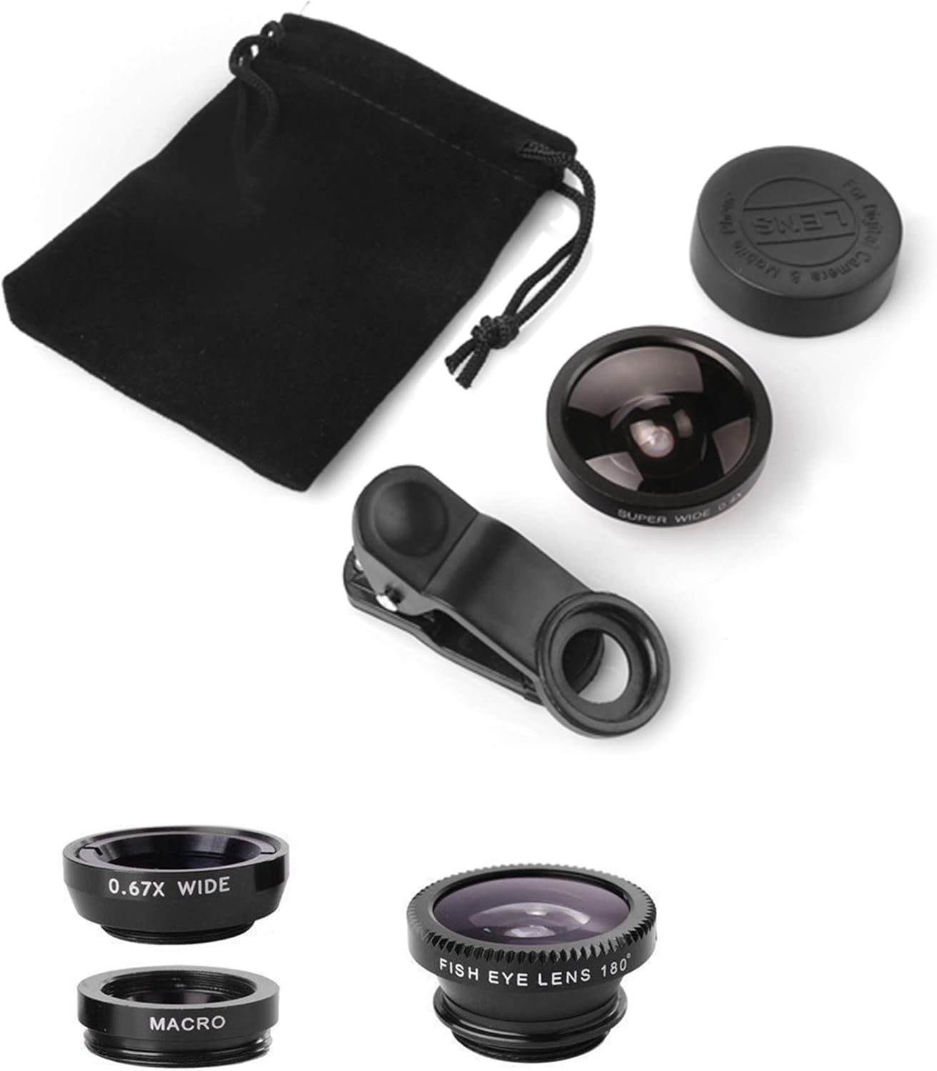 Phone Lens,by Ailun,3 in 1 Clip on 180 Degree Fish Eye Lens+0.65X Wide Angle+10X Macro Lens,Universal HD Camera Lens Kit for Mobile Phone,Cellphone,Smart Phone - Image 6