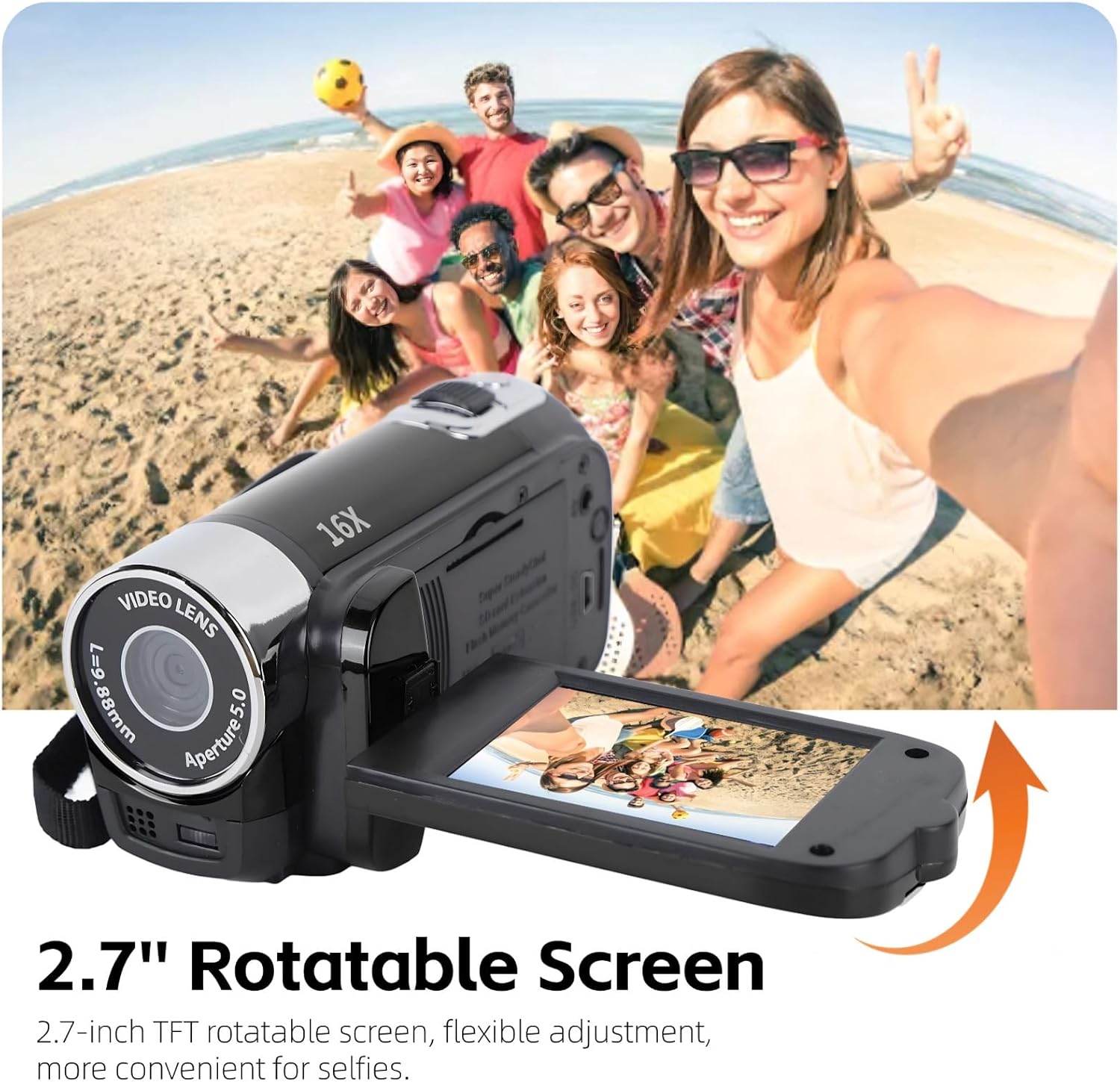 Video Camera Camcorder, 1080P 16MP DV Camera Vlogging Camera Recorder, 2.7in TFT 270 Degree Rotatable 16X Zoom Digital YouTube Camera for Teens Students Boys Girls Gift (Red) - Image 6