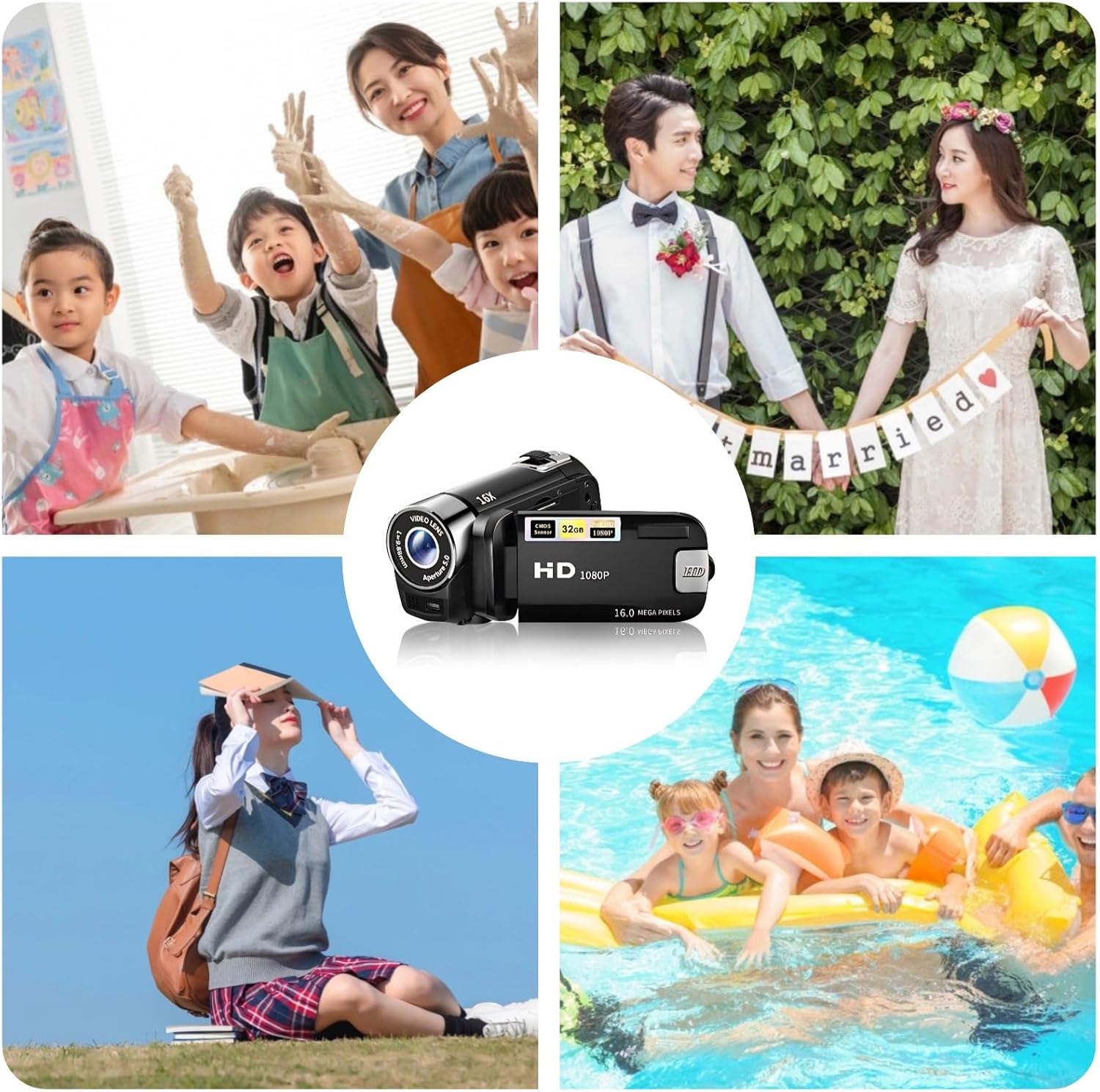 Video Camera Camcorder, 1080P 16MP DV Camera Vlogging Camera Recorder, 2.7in TFT 270 Degree Rotatable 16X Zoom Digital YouTube Camera for Teens Students Boys Girls Gift (Red) - Image 8